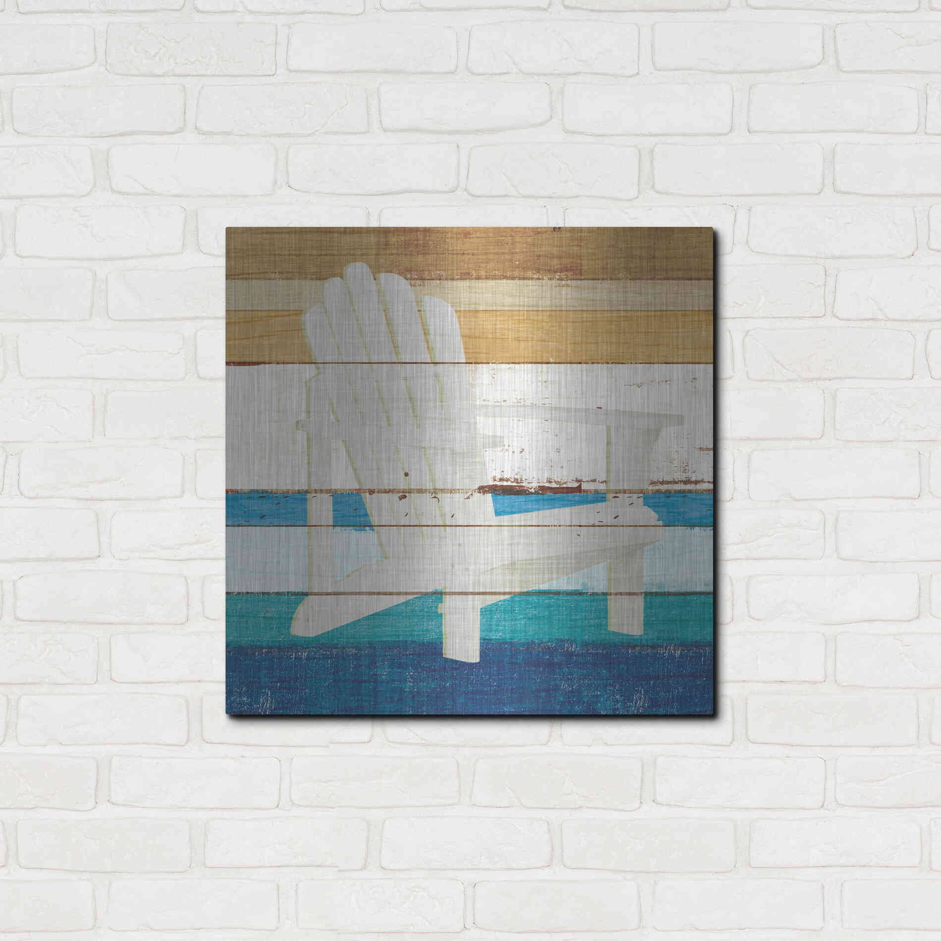 Luxe Metal Art 'Beachscape IV' by Michael Mullan, Metal Wall Art,24x24