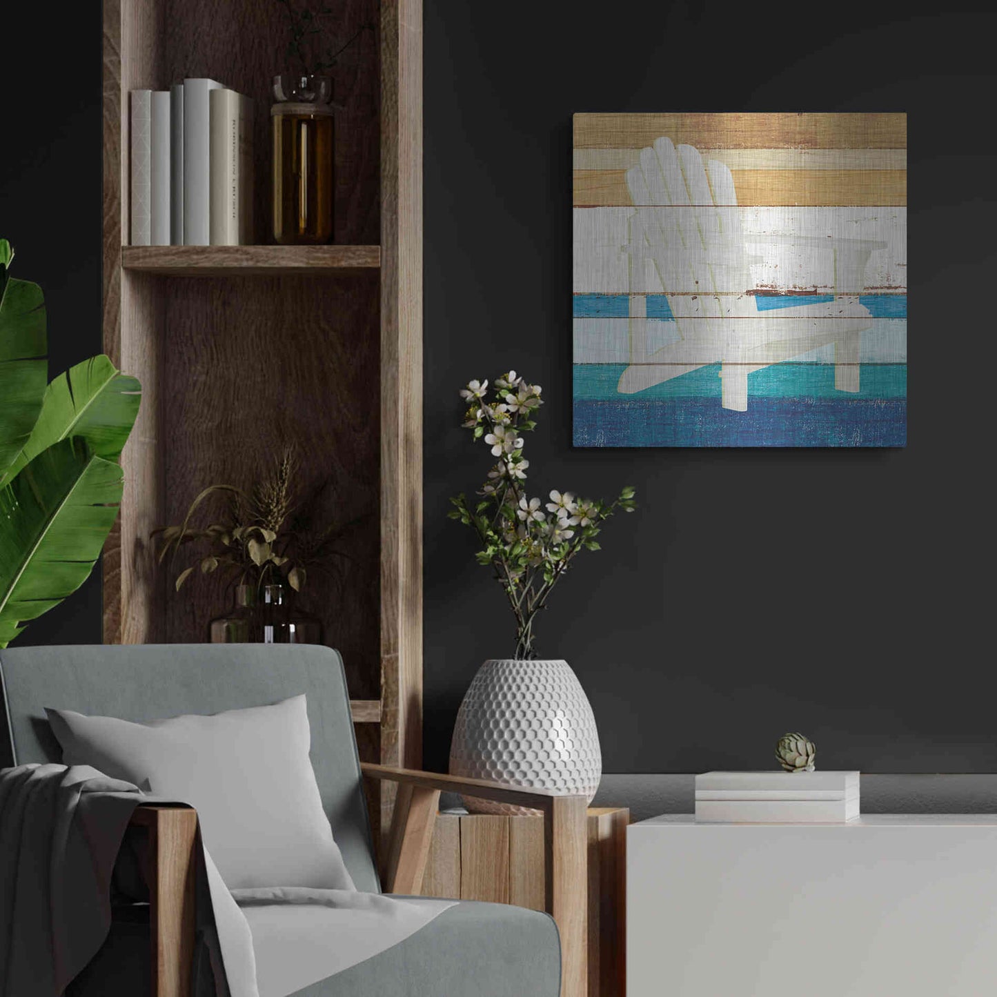 Luxe Metal Art 'Beachscape IV' by Michael Mullan, Metal Wall Art,24x24