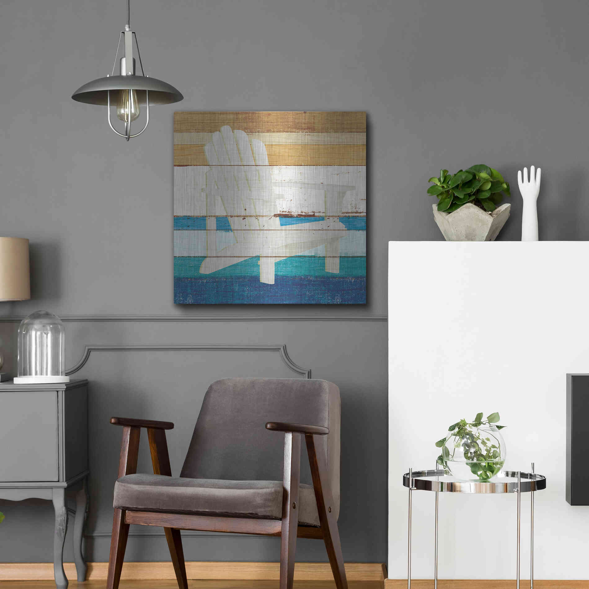 Luxe Metal Art 'Beachscape IV' by Michael Mullan, Metal Wall Art,24x24