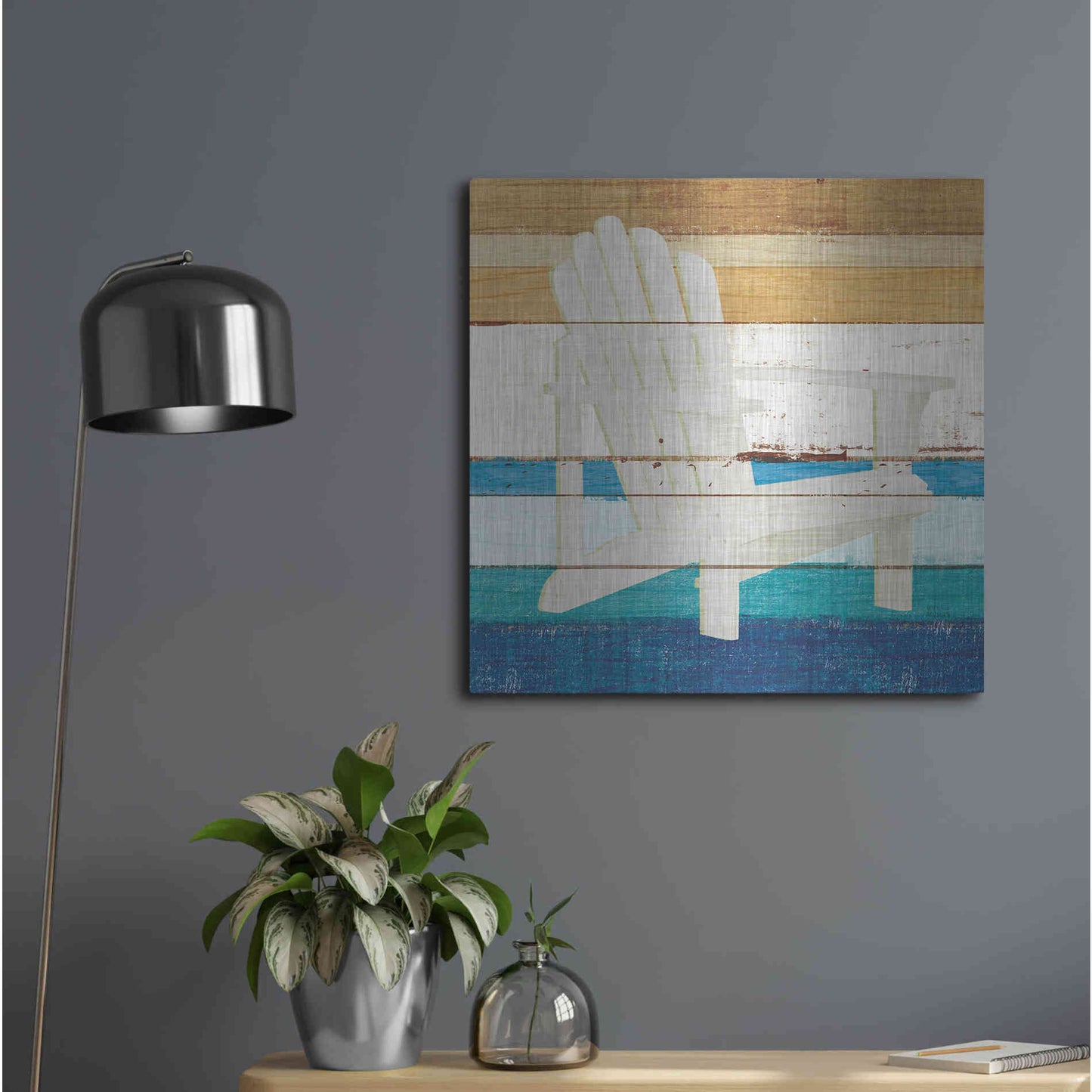 Luxe Metal Art 'Beachscape IV' by Michael Mullan, Metal Wall Art,24x24