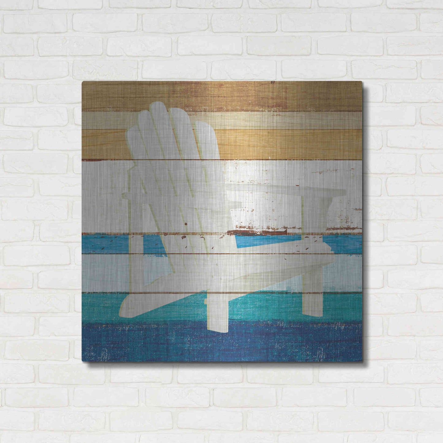 Luxe Metal Art 'Beachscape IV' by Michael Mullan, Metal Wall Art,36x36