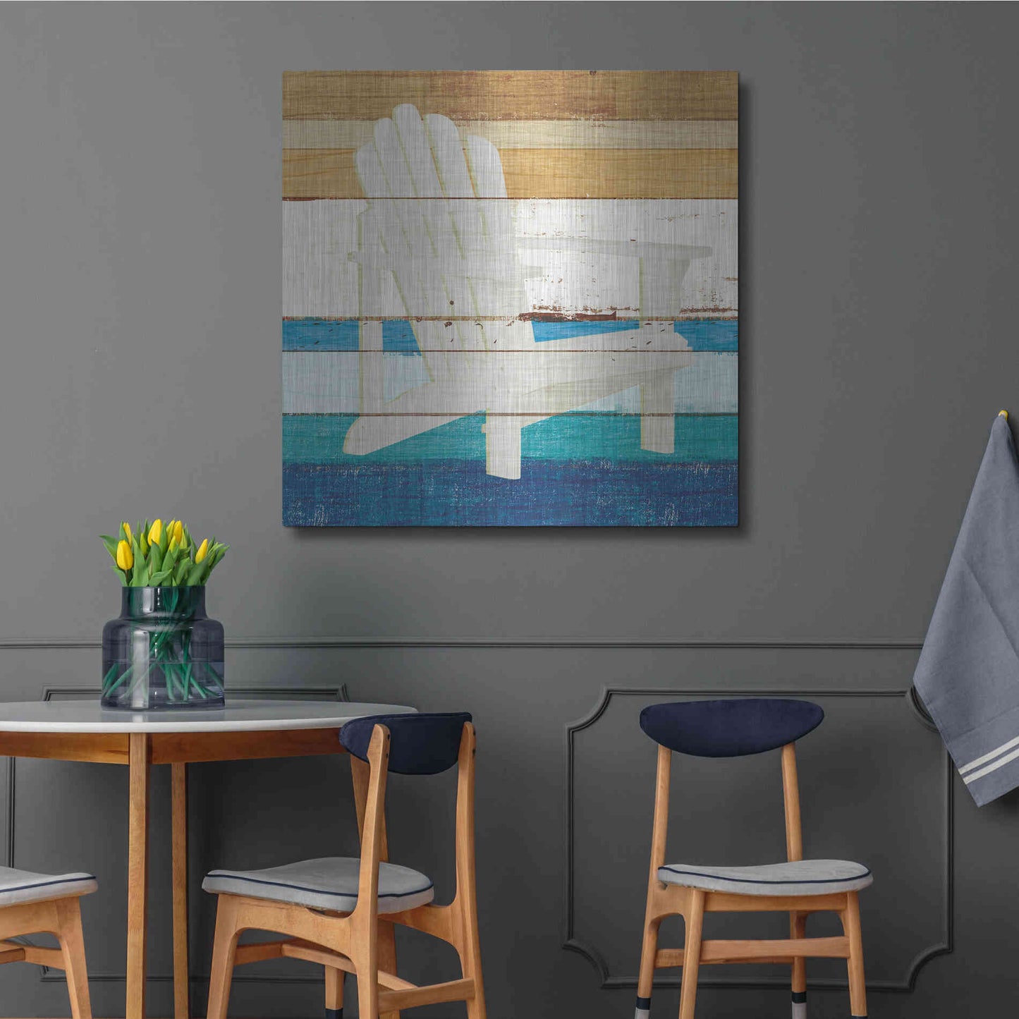 Luxe Metal Art 'Beachscape IV' by Michael Mullan, Metal Wall Art,36x36