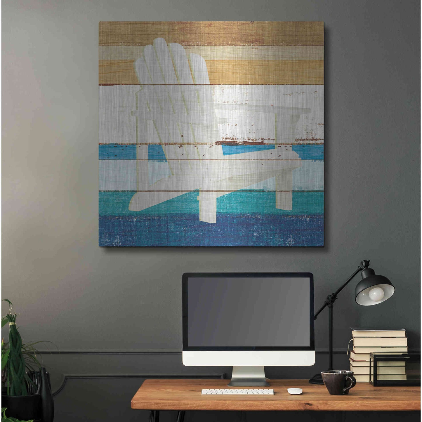 Luxe Metal Art 'Beachscape IV' by Michael Mullan, Metal Wall Art,36x36