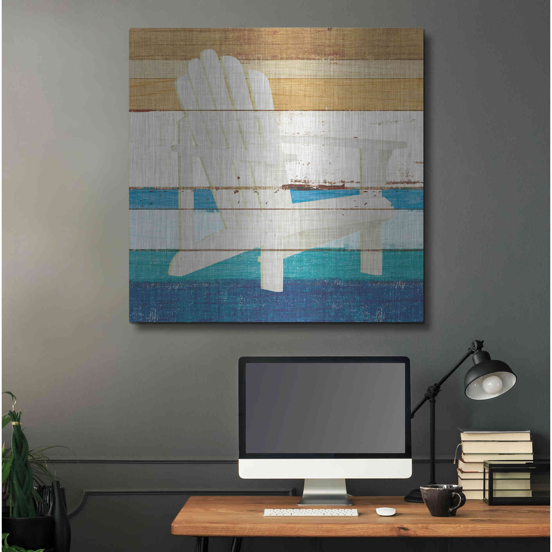 Luxe Metal Art 'Beachscape IV' by Michael Mullan, Metal Wall Art,36x36