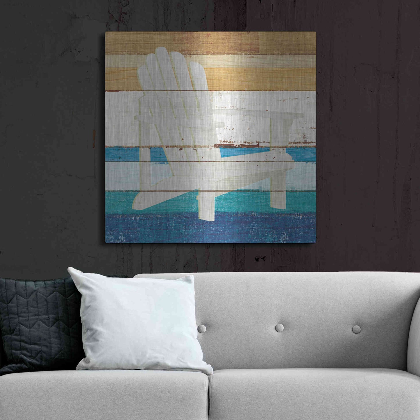 Luxe Metal Art 'Beachscape IV' by Michael Mullan, Metal Wall Art,36x36