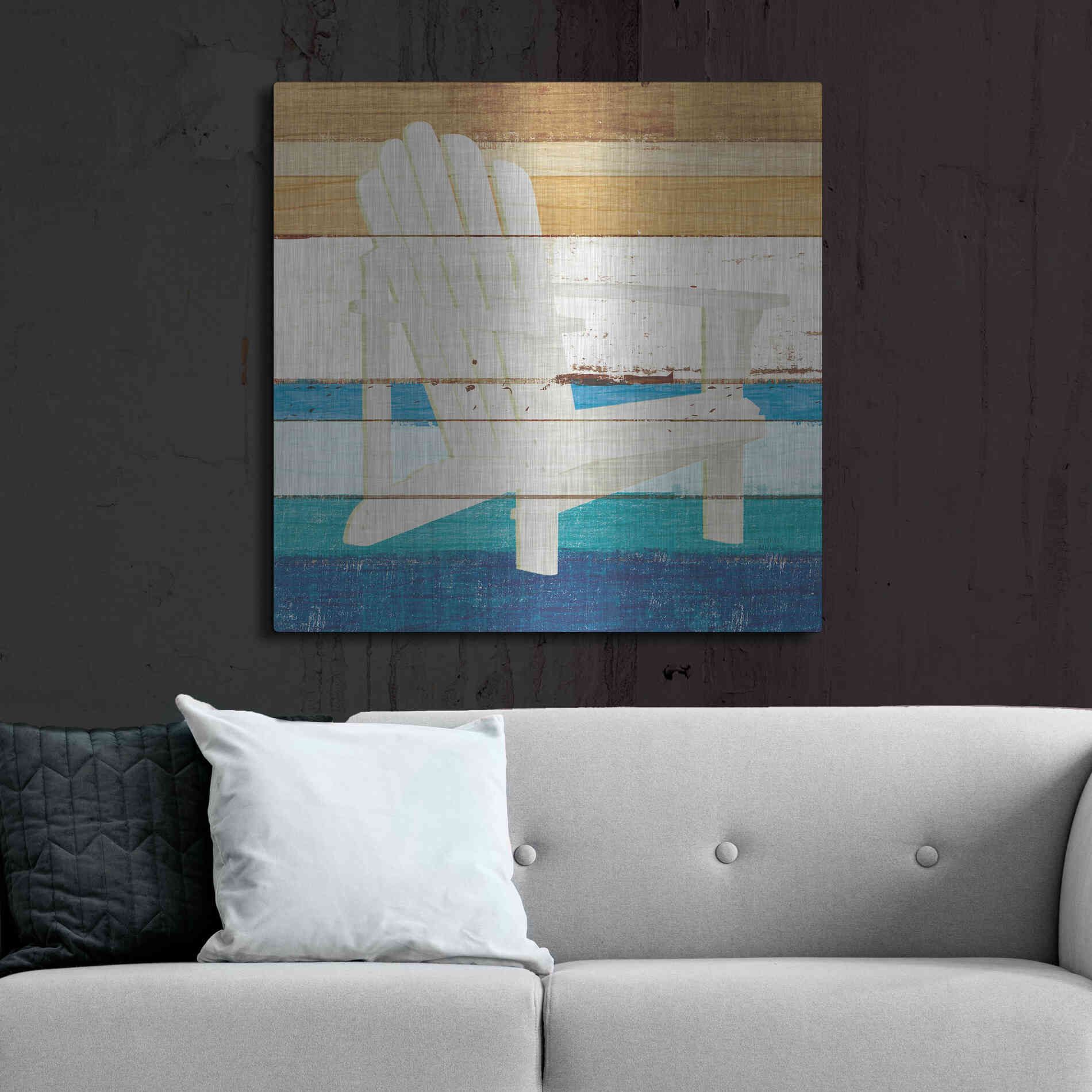 Luxe Metal Art 'Beachscape IV' by Michael Mullan, Metal Wall Art,36x36