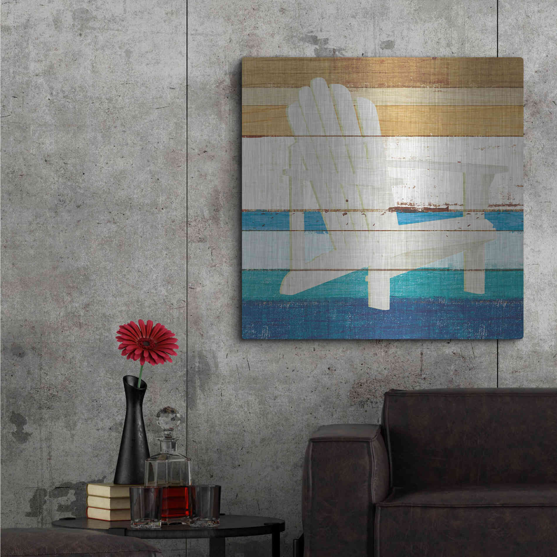 Luxe Metal Art 'Beachscape IV' by Michael Mullan, Metal Wall Art,36x36