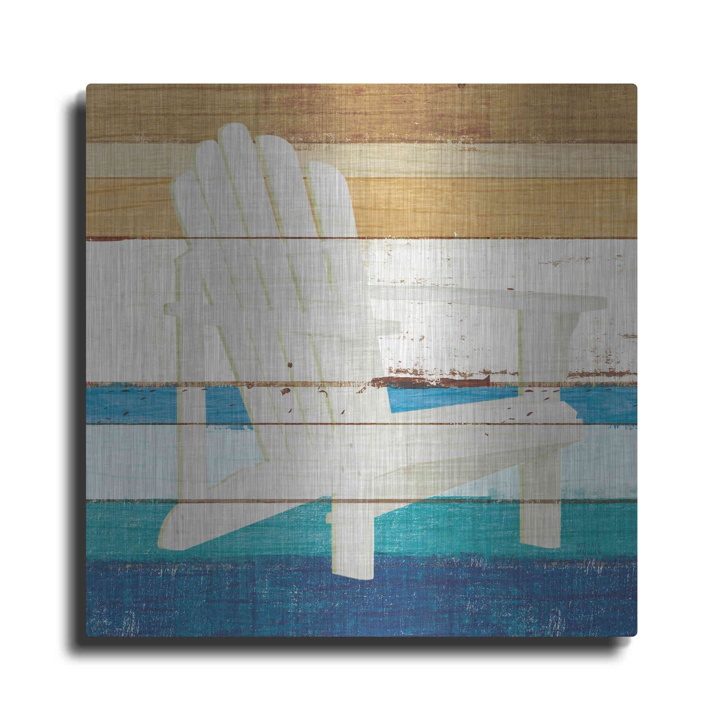 Luxe Metal Art 'Beachscape IV' by Michael Mullan, Metal Wall Art