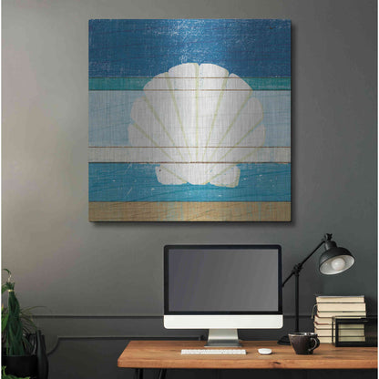 Luxe Metal Art 'Beachscape Shell v2' by Michael Mullan, Metal Wall Art,36x36