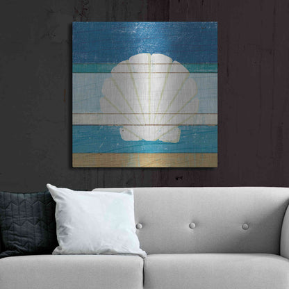 Luxe Metal Art 'Beachscape Shell v2' by Michael Mullan, Metal Wall Art,36x36