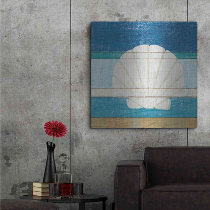 Luxe Metal Art 'Beachscape Shell v2' by Michael Mullan, Metal Wall Art,36x36