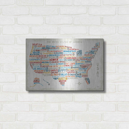 Luxe Metal Art 'US City Map' by Michael Mullan, Metal Wall Art,24x16