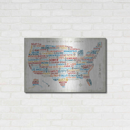 Luxe Metal Art 'US City Map' by Michael Mullan, Metal Wall Art,36x24