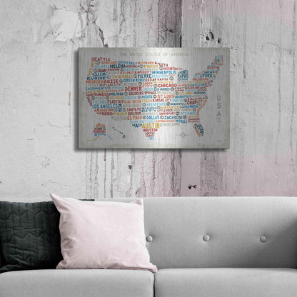 Luxe Metal Art 'US City Map' by Michael Mullan, Metal Wall Art,36x24