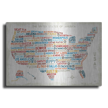 Luxe Metal Art 'US City Map' by Michael Mullan, Metal Wall Art