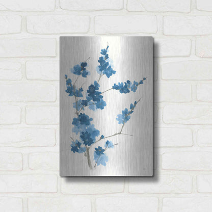 Luxe Metal Art 'Blue Branch I' by Chris Paschke, Metal Wall Art,12x16