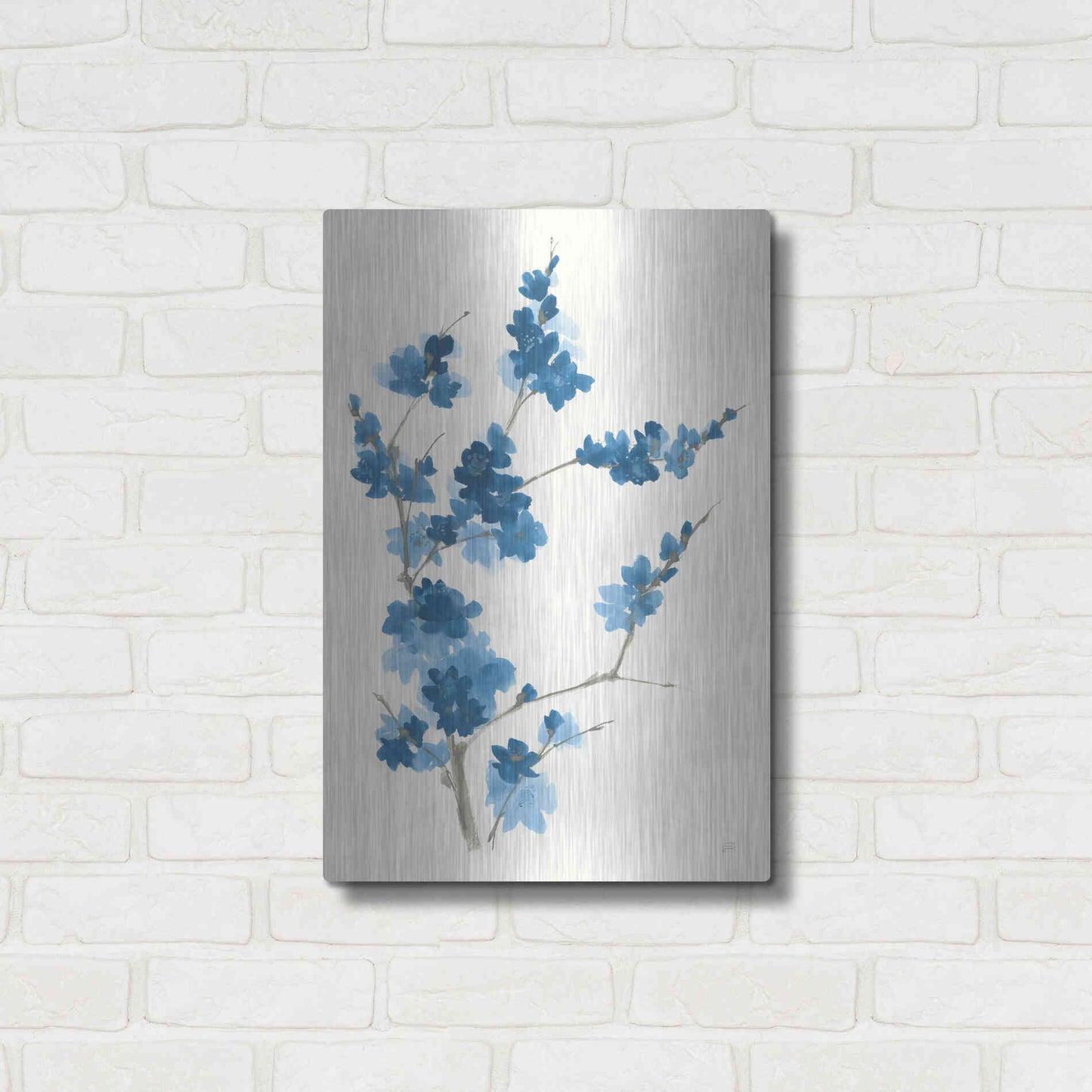 Luxe Metal Art 'Blue Branch I' by Chris Paschke, Metal Wall Art,16x24