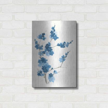 Luxe Metal Art 'Blue Branch I' by Chris Paschke, Metal Wall Art,16x24