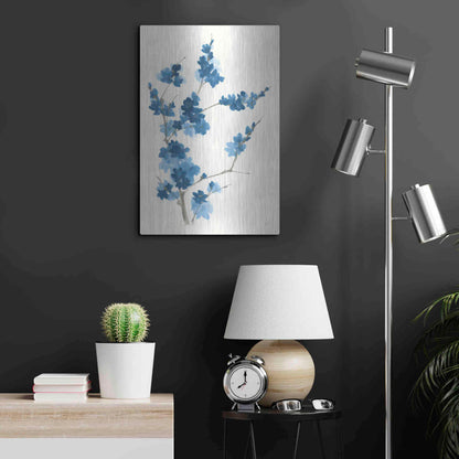 Luxe Metal Art 'Blue Branch I' by Chris Paschke, Metal Wall Art,16x24