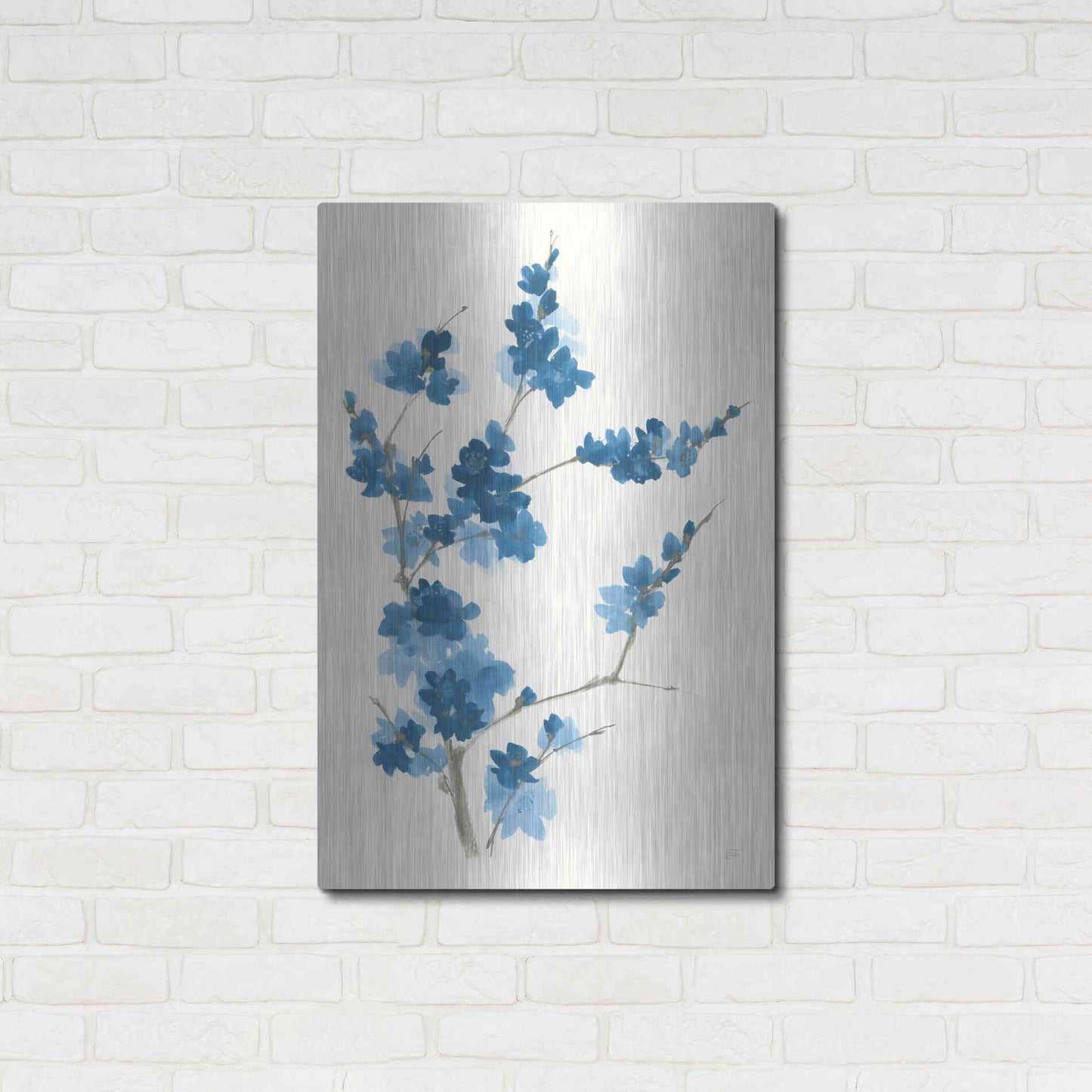 Luxe Metal Art 'Blue Branch I' by Chris Paschke, Metal Wall Art,24x36