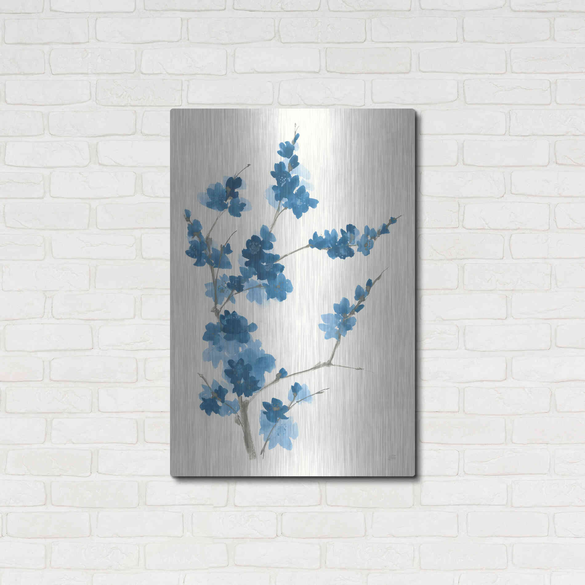 Luxe Metal Art 'Blue Branch I' by Chris Paschke, Metal Wall Art,24x36