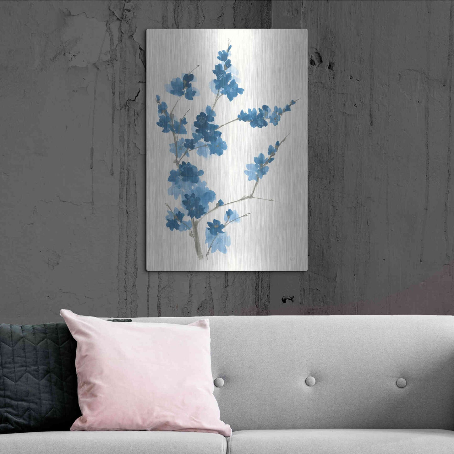Luxe Metal Art 'Blue Branch I' by Chris Paschke, Metal Wall Art,24x36