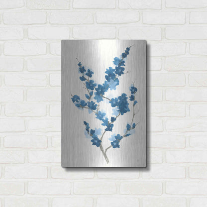 Luxe Metal Art 'Blue Branch II' by Chris Paschke, Metal Wall Art,16x24