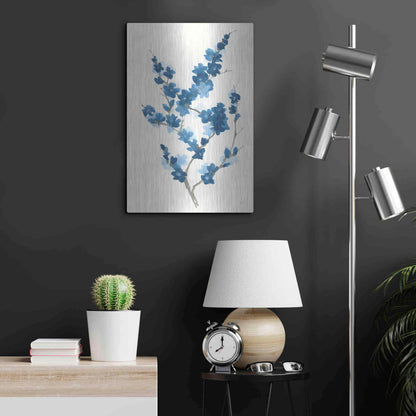 Luxe Metal Art 'Blue Branch II' by Chris Paschke, Metal Wall Art,16x24