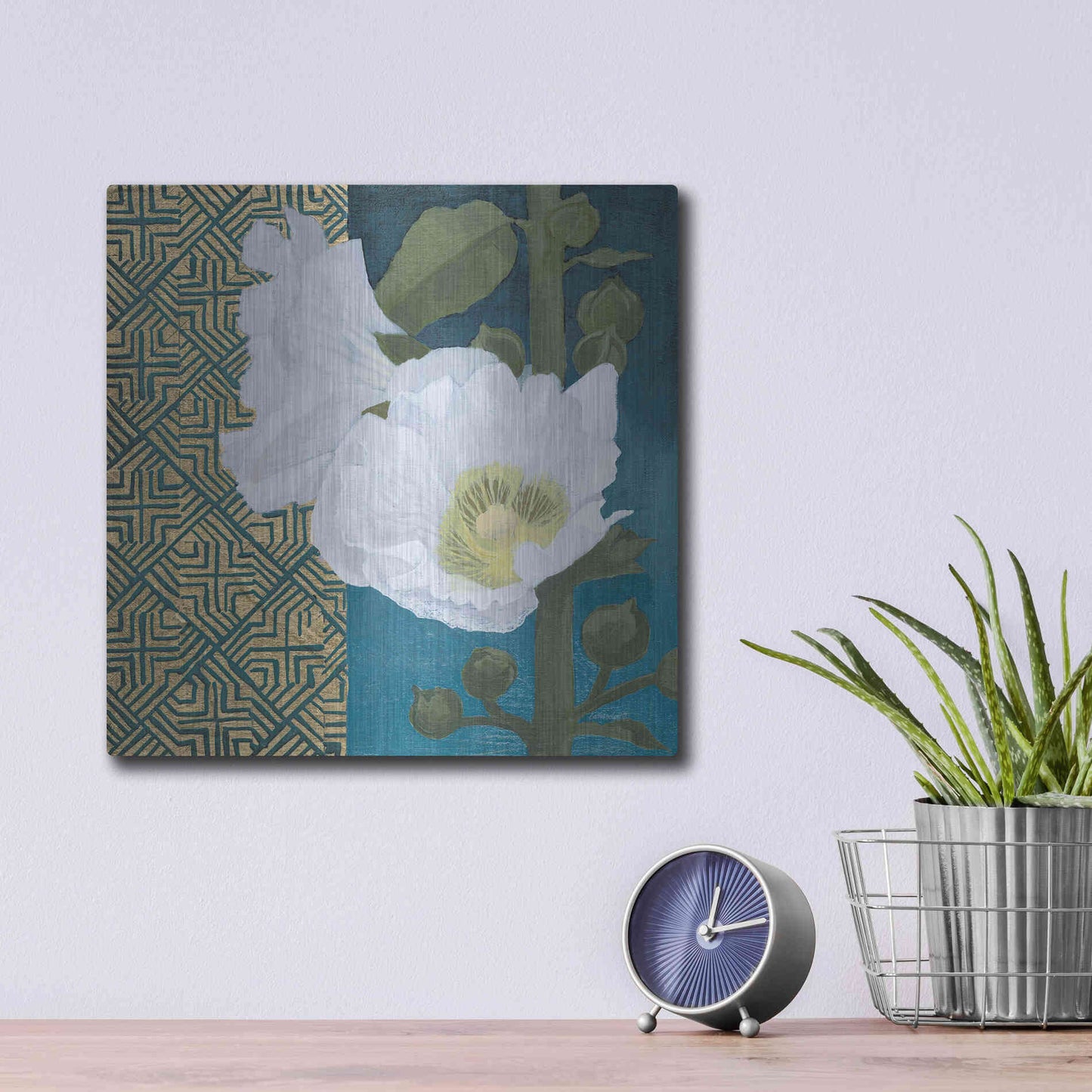 Luxe Metal Art 'Soft Evening III Indigo' by Kathrine Lovell, Metal Wall Art,12x12