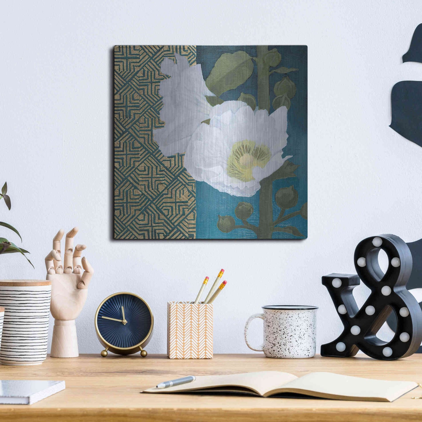 Luxe Metal Art 'Soft Evening III Indigo' by Kathrine Lovell, Metal Wall Art,12x12