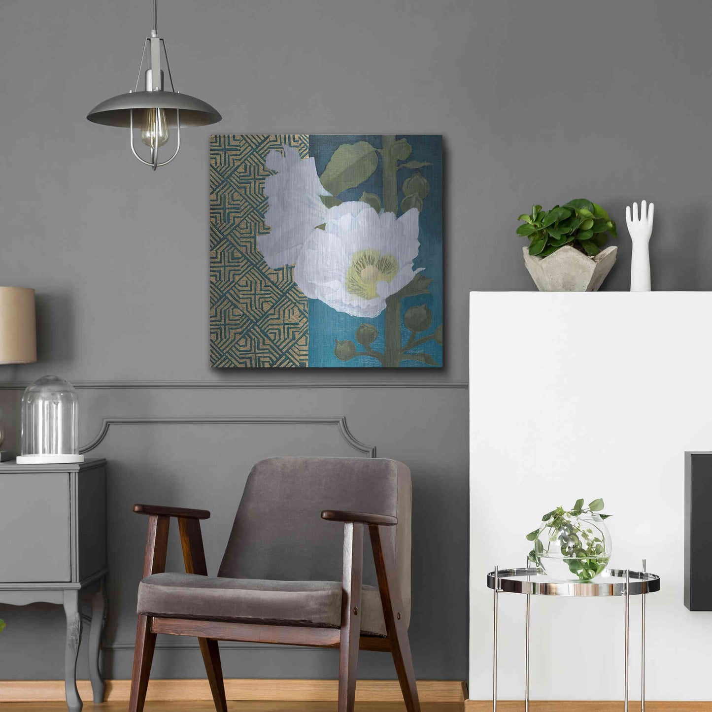 Luxe Metal Art 'Soft Evening III Indigo' by Kathrine Lovell, Metal Wall Art,24x24