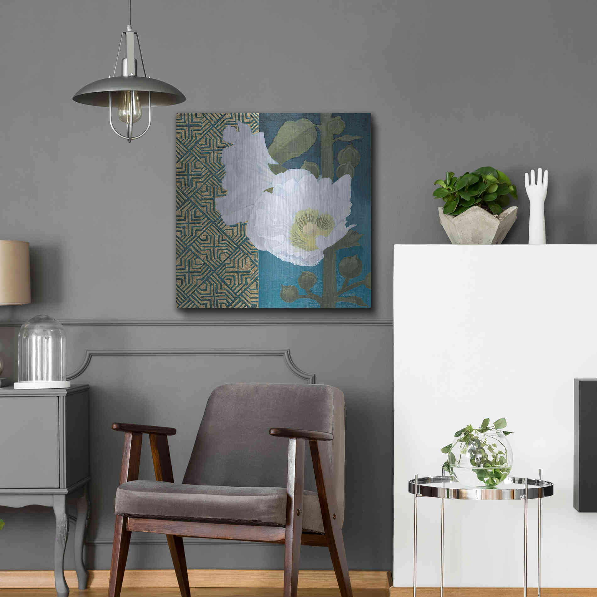 Luxe Metal Art 'Soft Evening III Indigo' by Kathrine Lovell, Metal Wall Art,24x24