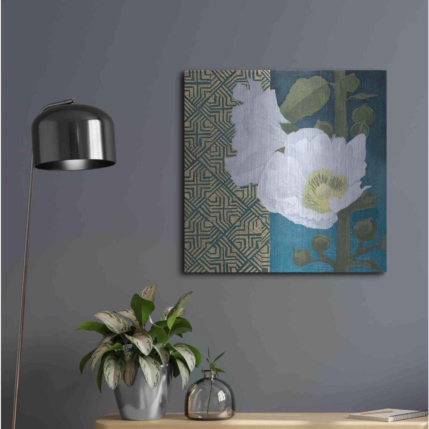 Luxe Metal Art 'Soft Evening III Indigo' by Kathrine Lovell, Metal Wall Art,24x24