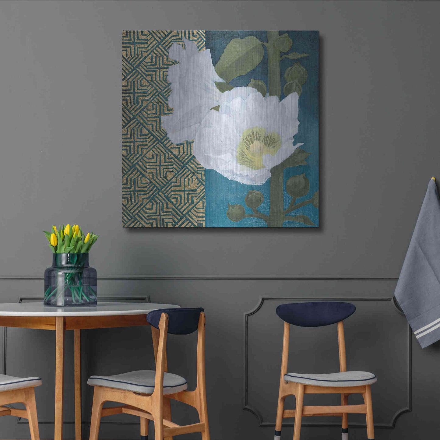 Luxe Metal Art 'Soft Evening III Indigo' by Kathrine Lovell, Metal Wall Art,36x36