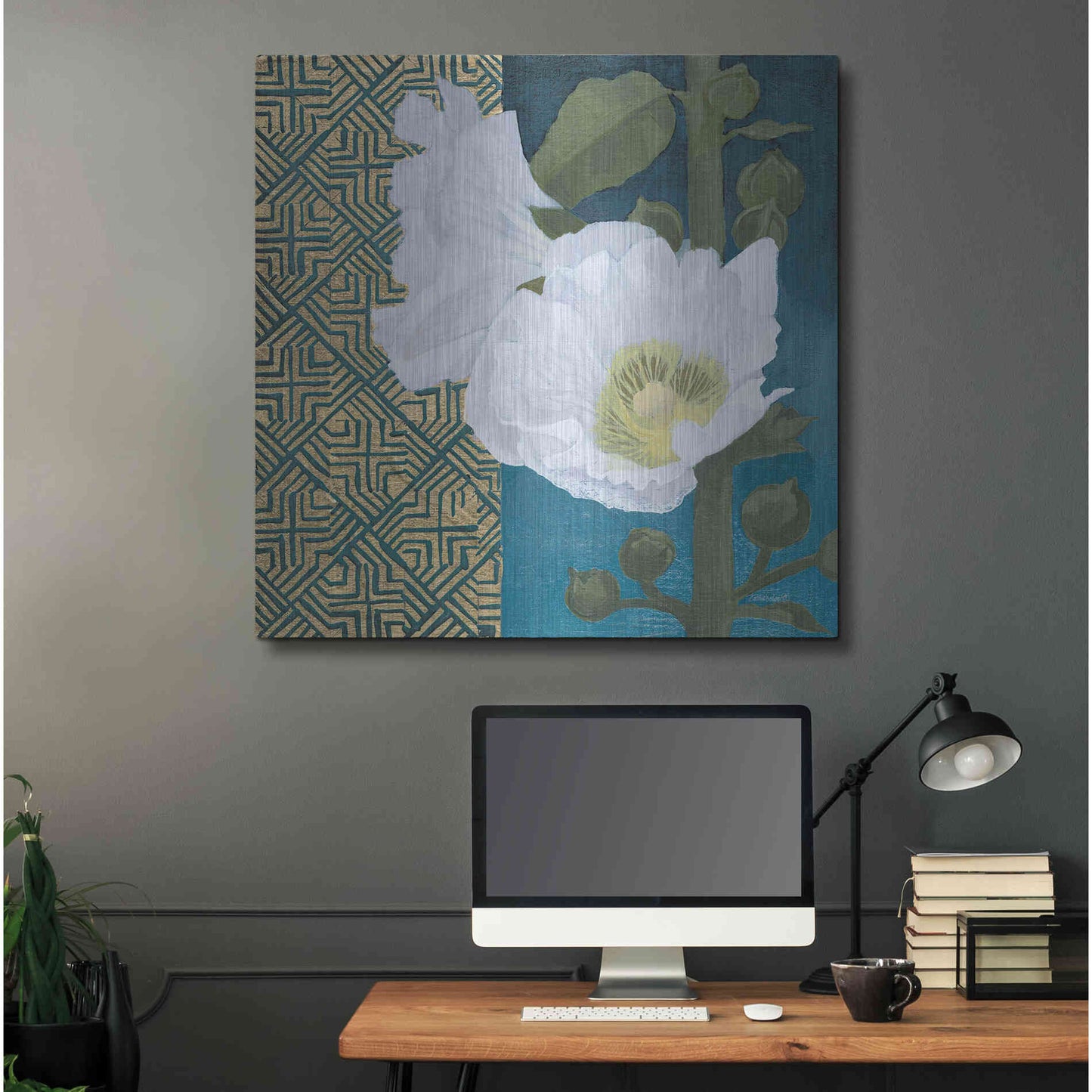 Luxe Metal Art 'Soft Evening III Indigo' by Kathrine Lovell, Metal Wall Art,36x36