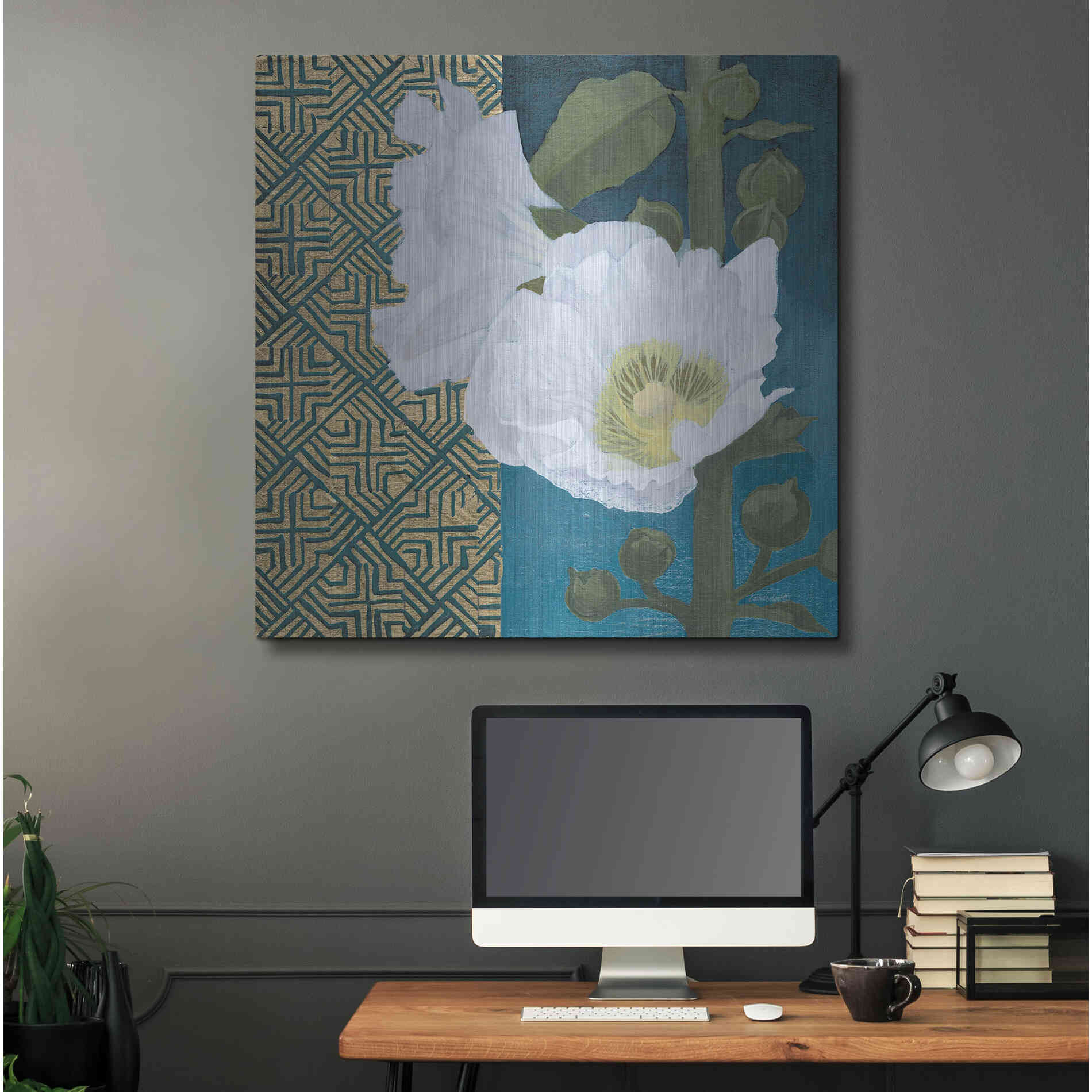 Luxe Metal Art 'Soft Evening III Indigo' by Kathrine Lovell, Metal Wall Art,36x36