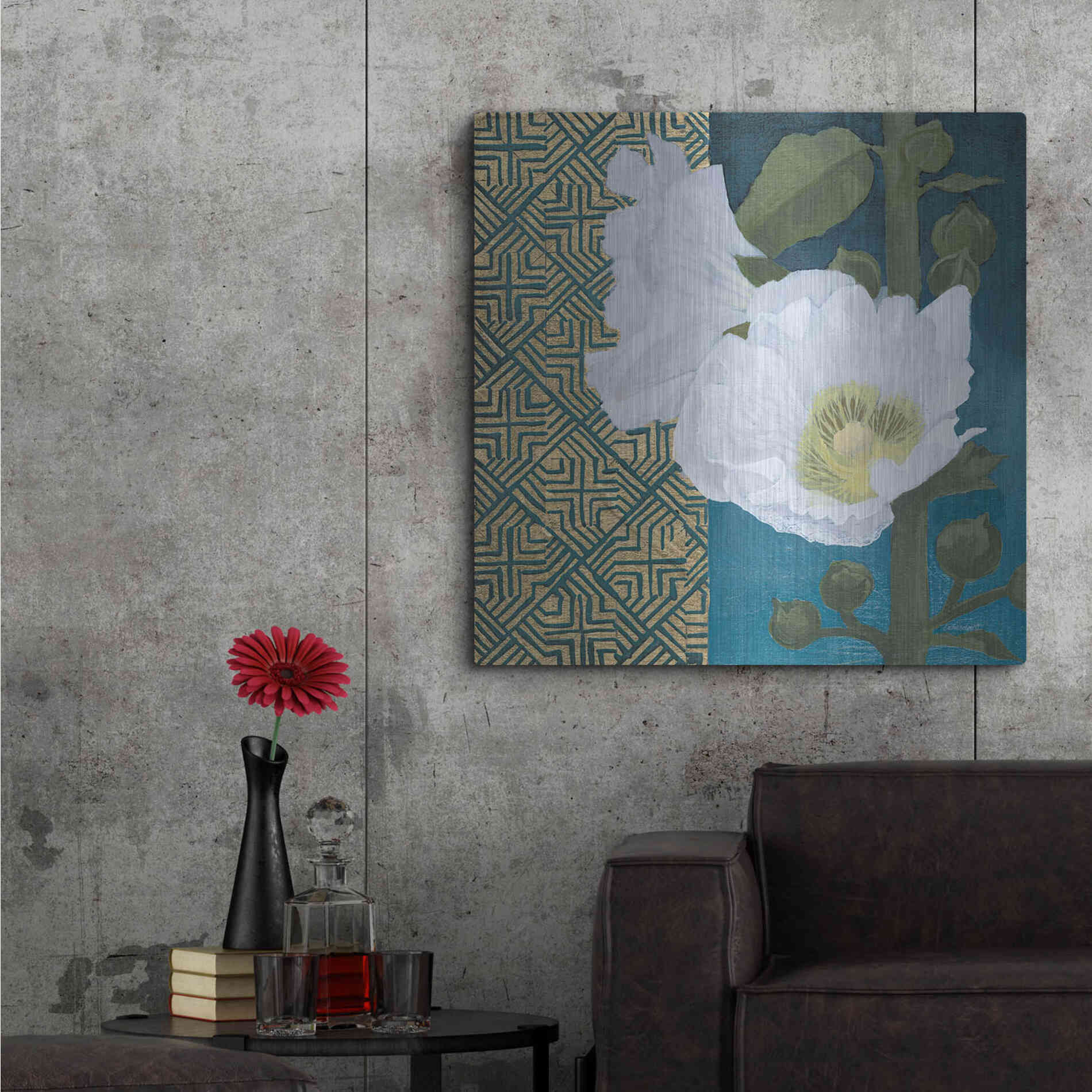 Luxe Metal Art 'Soft Evening III Indigo' by Kathrine Lovell, Metal Wall Art,36x36