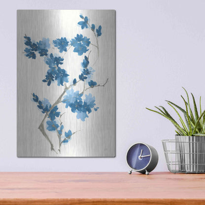 Luxe Metal Art 'Blue Branch III' by Chris Paschke, Metal Wall Art,12x16