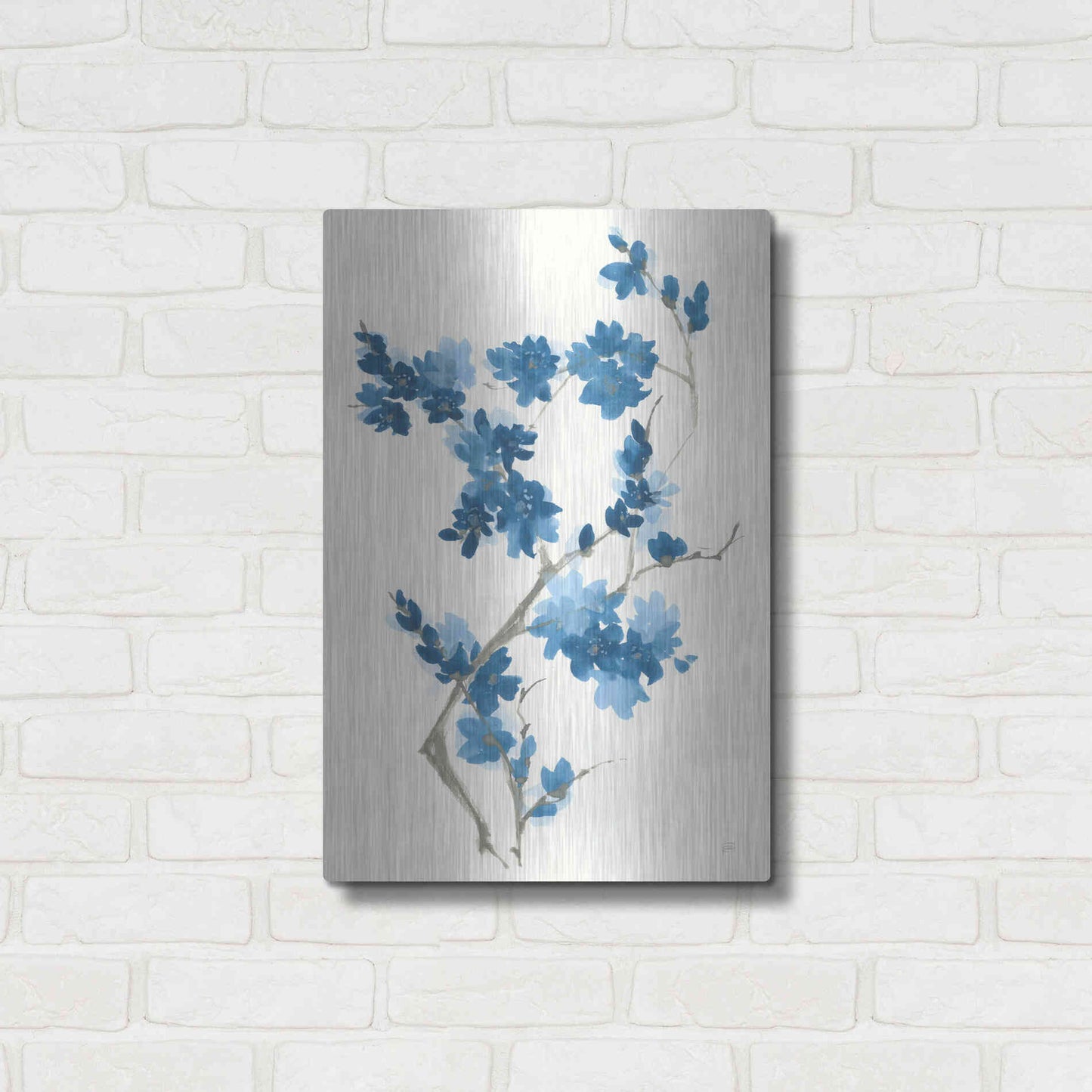 Luxe Metal Art 'Blue Branch III' by Chris Paschke, Metal Wall Art,16x24