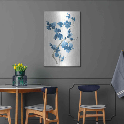 Luxe Metal Art 'Blue Branch III' by Chris Paschke, Metal Wall Art,24x36