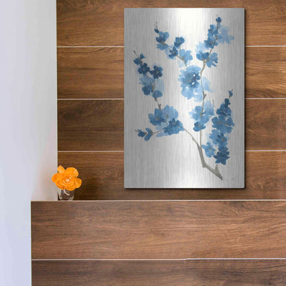 Luxe Metal Art 'Blue Branch IV' by Chris Paschke, Metal Wall Art,12x16