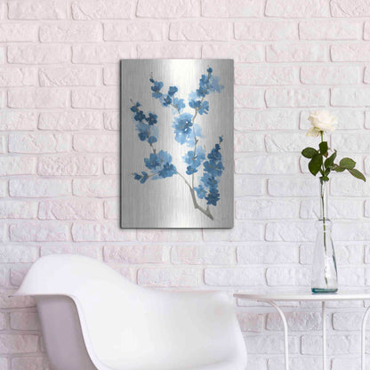 Luxe Metal Art 'Blue Branch IV' by Chris Paschke, Metal Wall Art,16x24