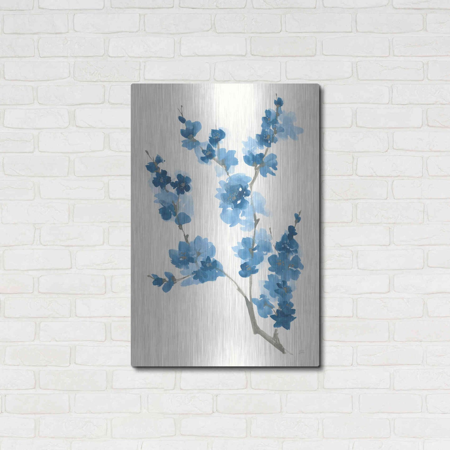 Luxe Metal Art 'Blue Branch IV' by Chris Paschke, Metal Wall Art,24x36