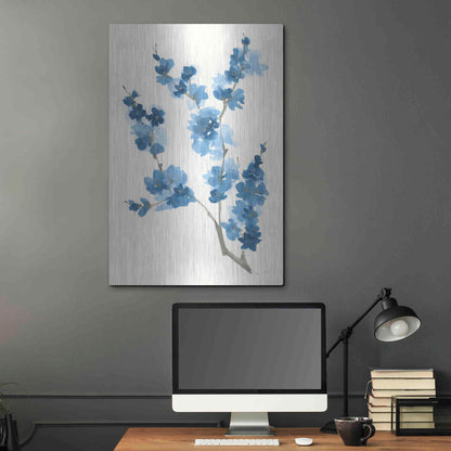 Luxe Metal Art 'Blue Branch IV' by Chris Paschke, Metal Wall Art,24x36