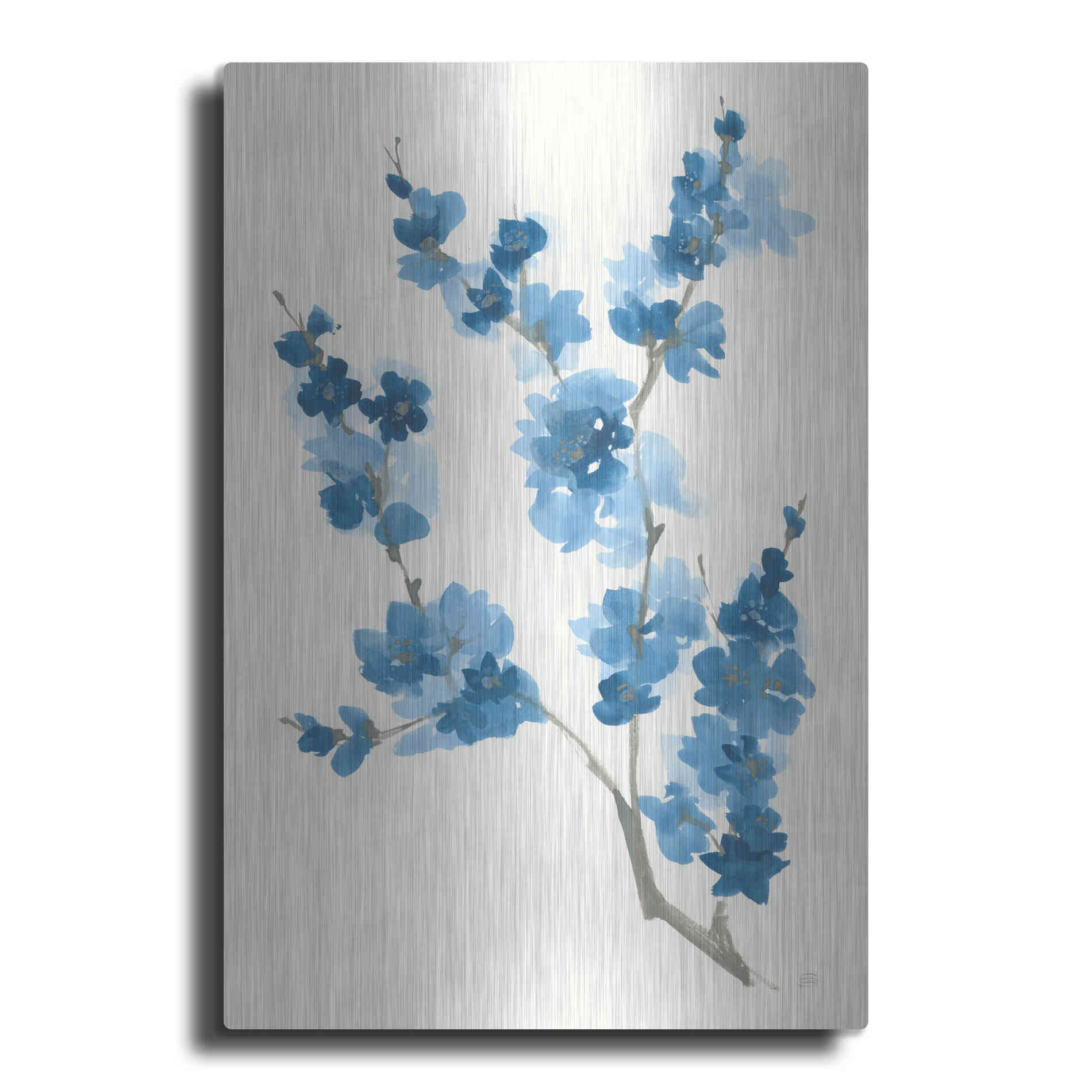 Luxe Metal Art 'Blue Branch IV' by Chris Paschke, Metal Wall Art