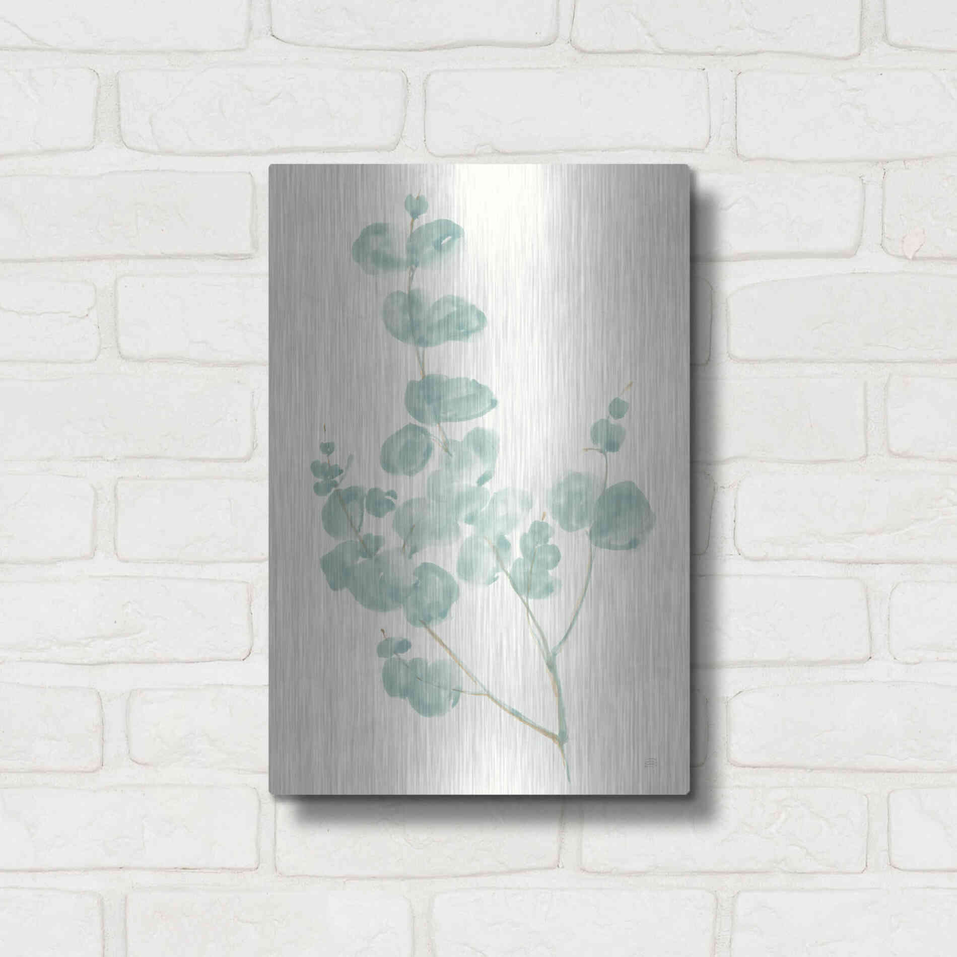 Luxe Metal Art 'Eucalyptus Branch I' by Chris Paschke, Metal Wall Art,12x16