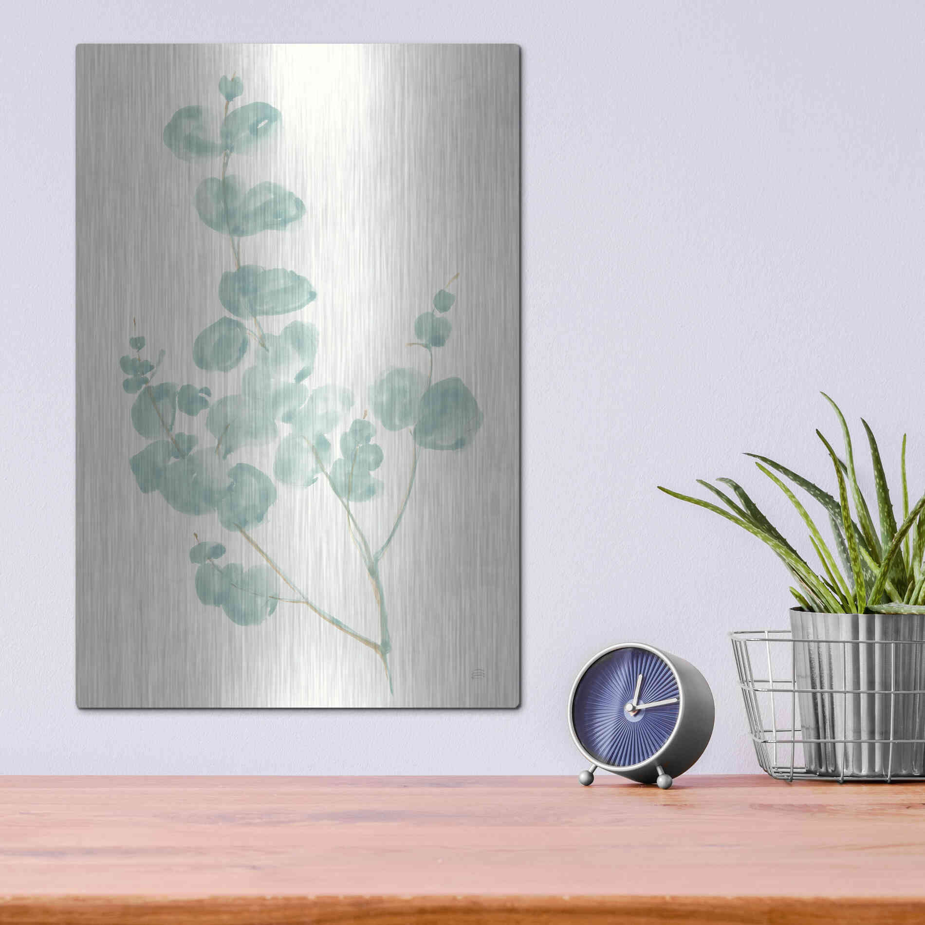 Luxe Metal Art 'Eucalyptus Branch I' by Chris Paschke, Metal Wall Art,12x16