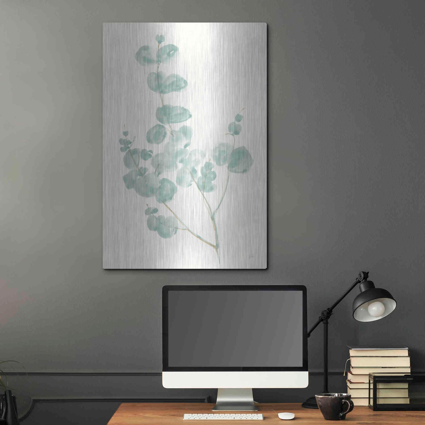 Luxe Metal Art 'Eucalyptus Branch I' by Chris Paschke, Metal Wall Art,24x36