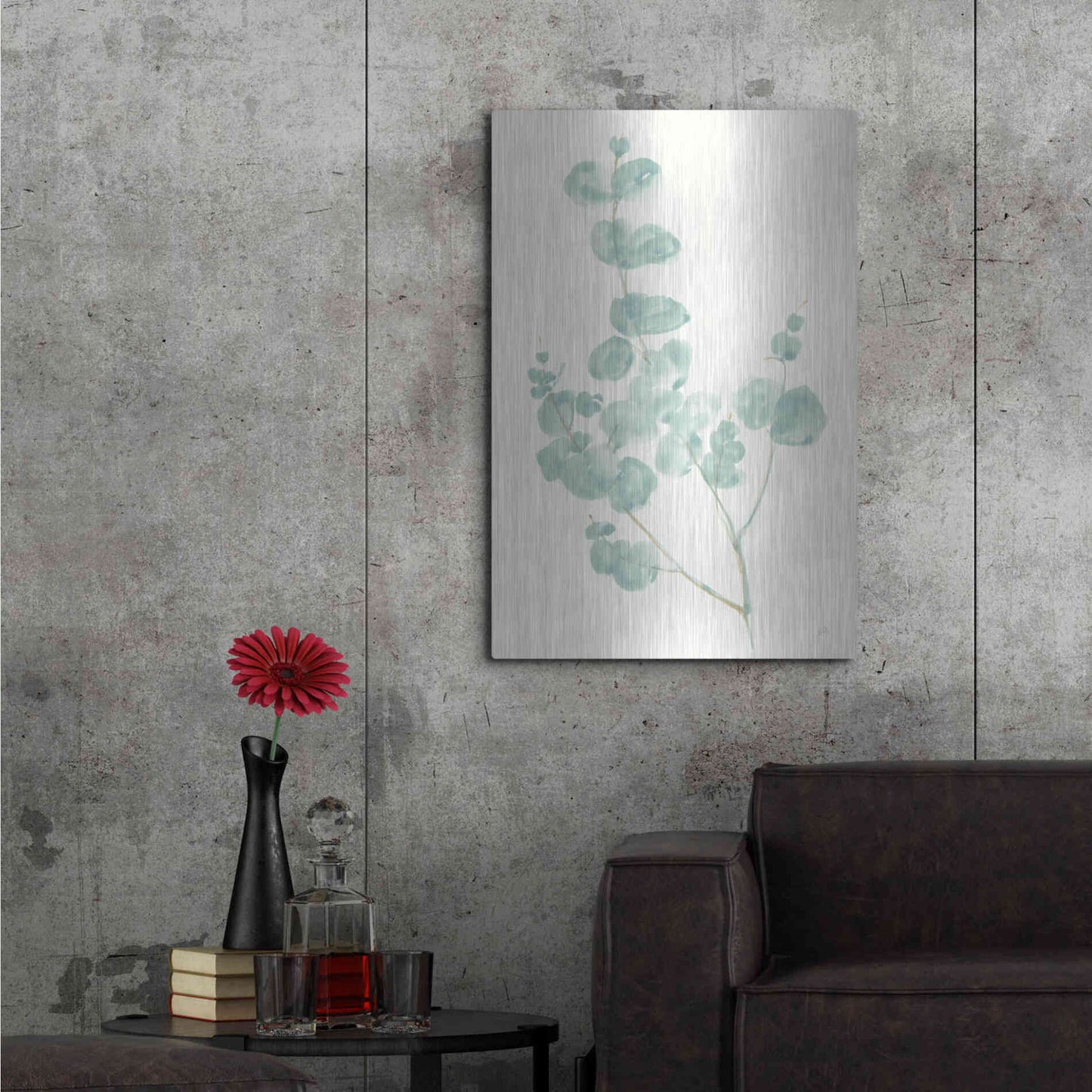 Luxe Metal Art 'Eucalyptus Branch I' by Chris Paschke, Metal Wall Art,24x36