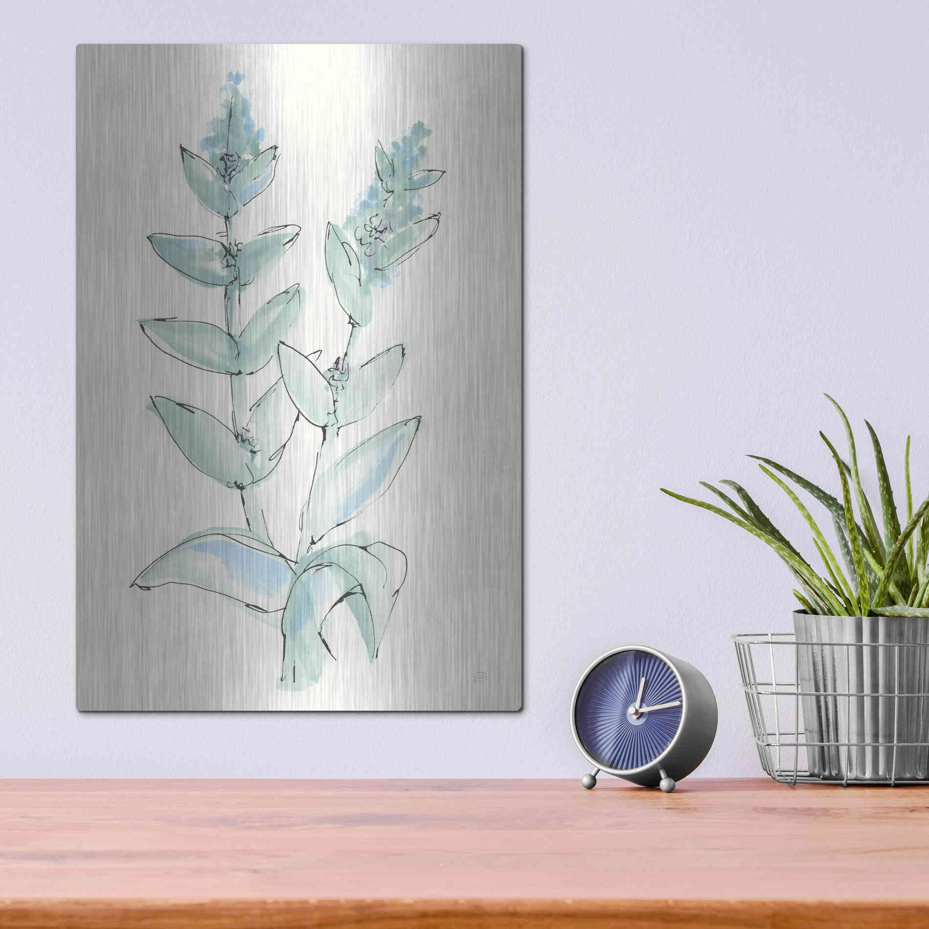 Luxe Metal Art 'Lambs Ear Sage III' by Chris Paschke, Metal Wall Art,12x16